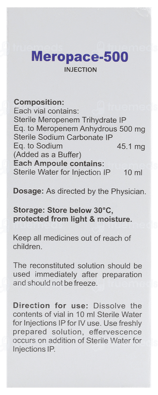 Meropace 500 MG Injection 10 ML